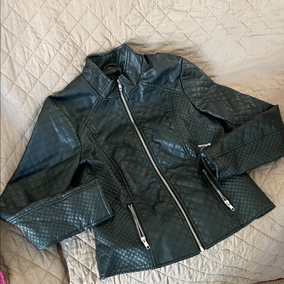 Baccini Jackets & Blazers - Baccini Quilted Dark Faux Leather Jacket